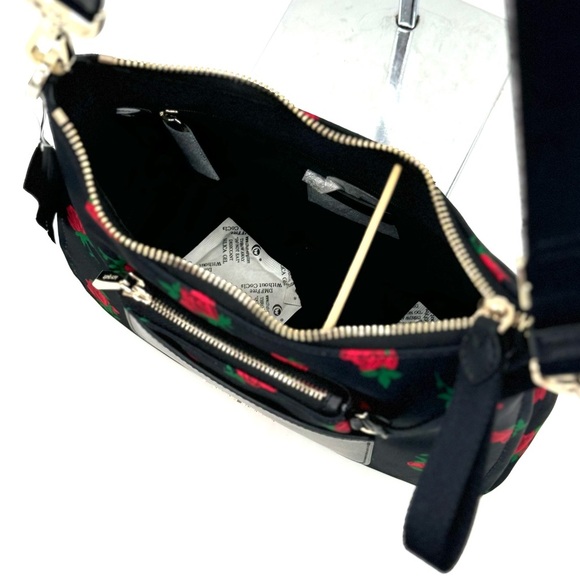 Kate Spade Chelsea Rose Toss Crossbody Bag & Coin Purse Black Multi Rose - Picture 7 of 12